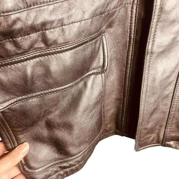Boston Outfitters | Brn Genuine Leather Quilted Lined Bomber Jacket Size L | EUC - Picture 15 of 16